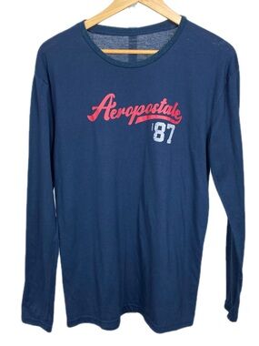 Aeropostale Navy Long Sleeve Tee Men’s Long Sleeve Graphic T-Shirt Blue Tee